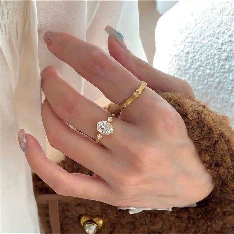 Gold Zircon Ring Set