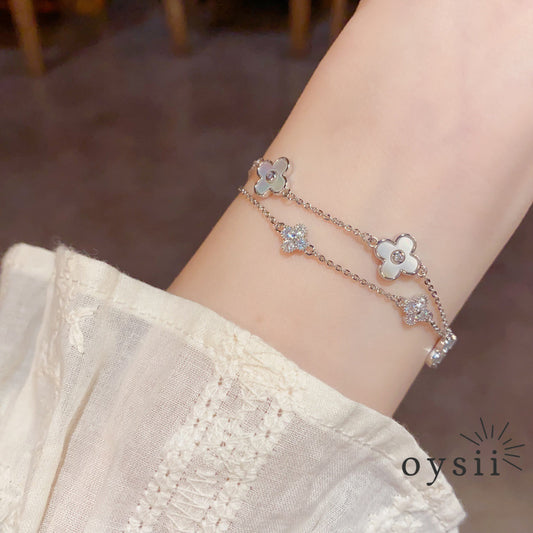 Clover Breeze — Double-Layer Shell Bracelet