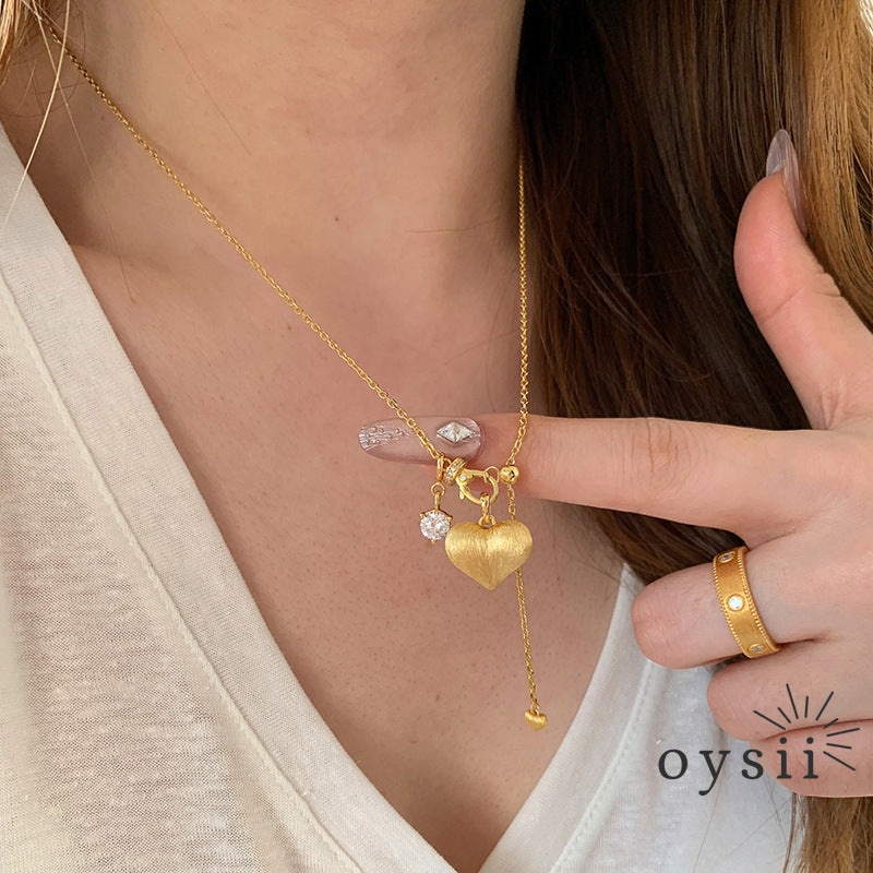 Parisian Charm – Matte Heart Orbit Necklace