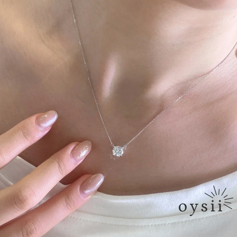 Luna Spark — S925 Silver Classic Solitaire Necklace