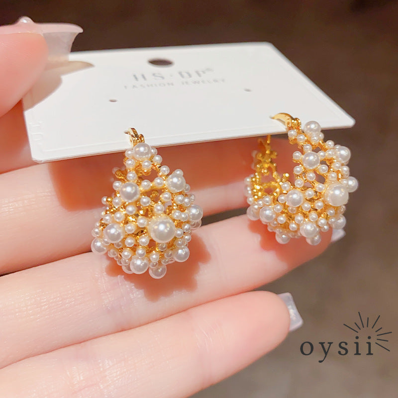 Pearl Sonata — 18K Gold Plated Flower Basket Earrings