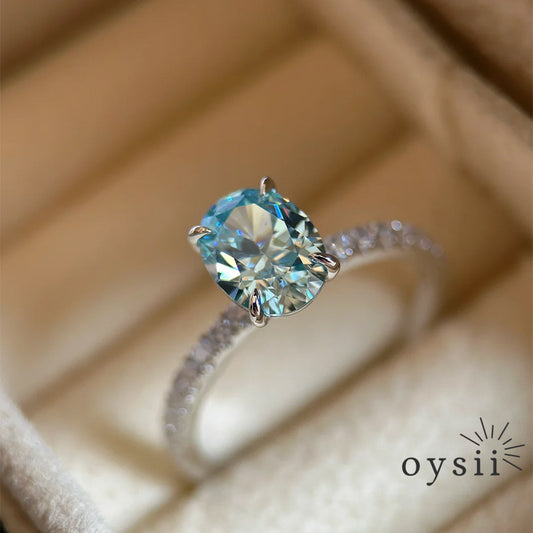 Blue Serenade — S925 Silver Aquamarine Oval Zircon Ring