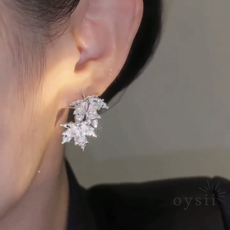 Autumn Whisper – Maple Leaf Zircon Earrings