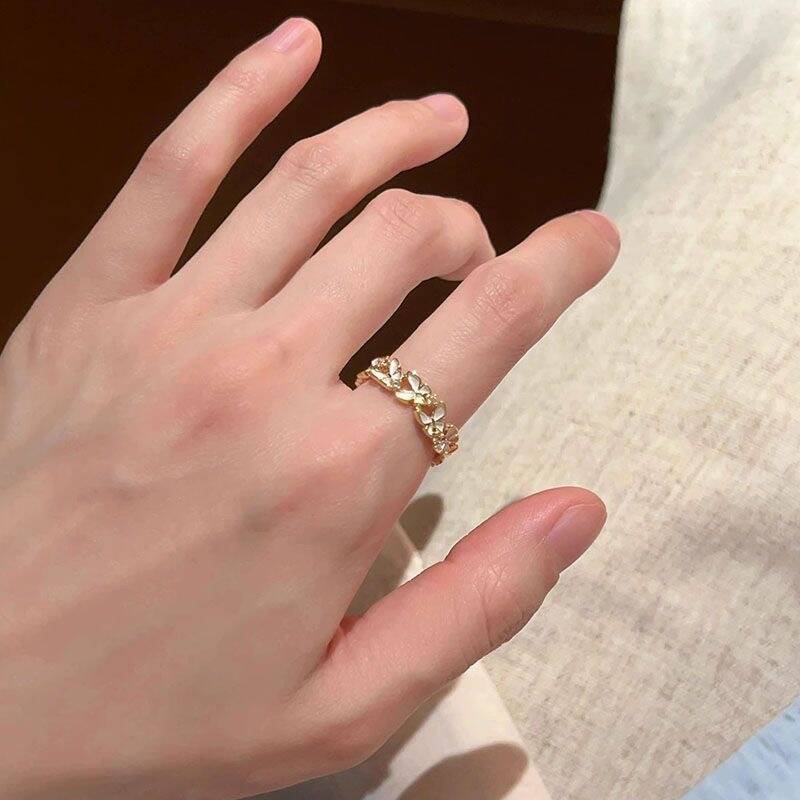 Artistic Butterfly Flower Ring Set