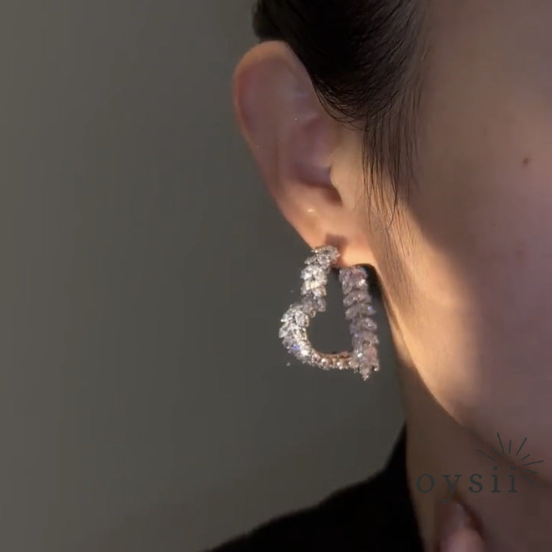 Heart Leaf – Double-Sided Zircon Leaf Earrings