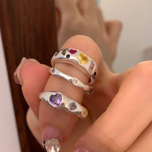 Colorful Heart Diamond Ring