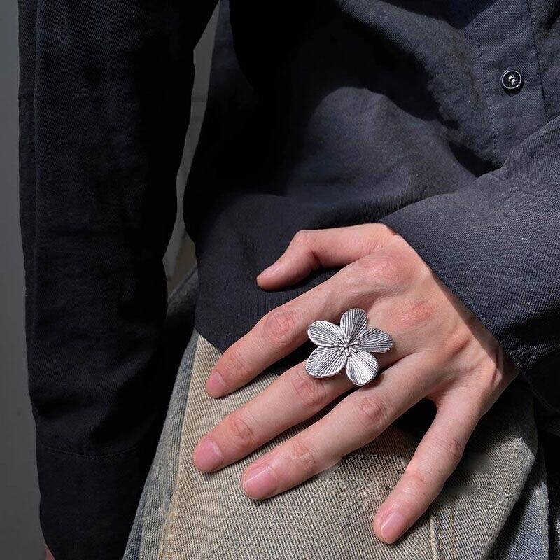 Vintage Flower Open Ring