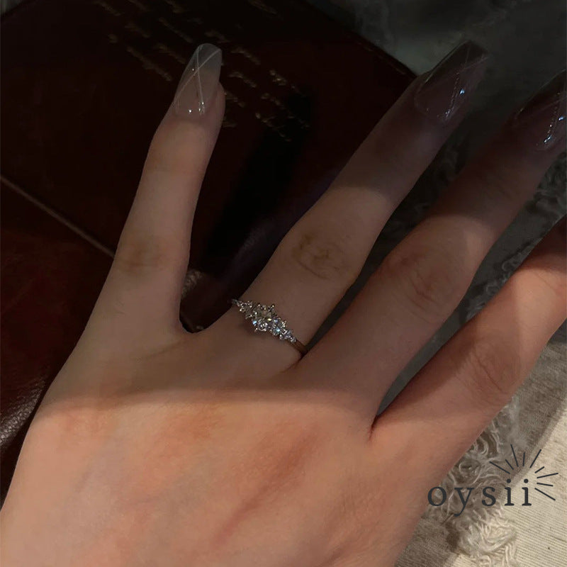 Berlin Whisper — S925 Silver Letter Zircon Ring