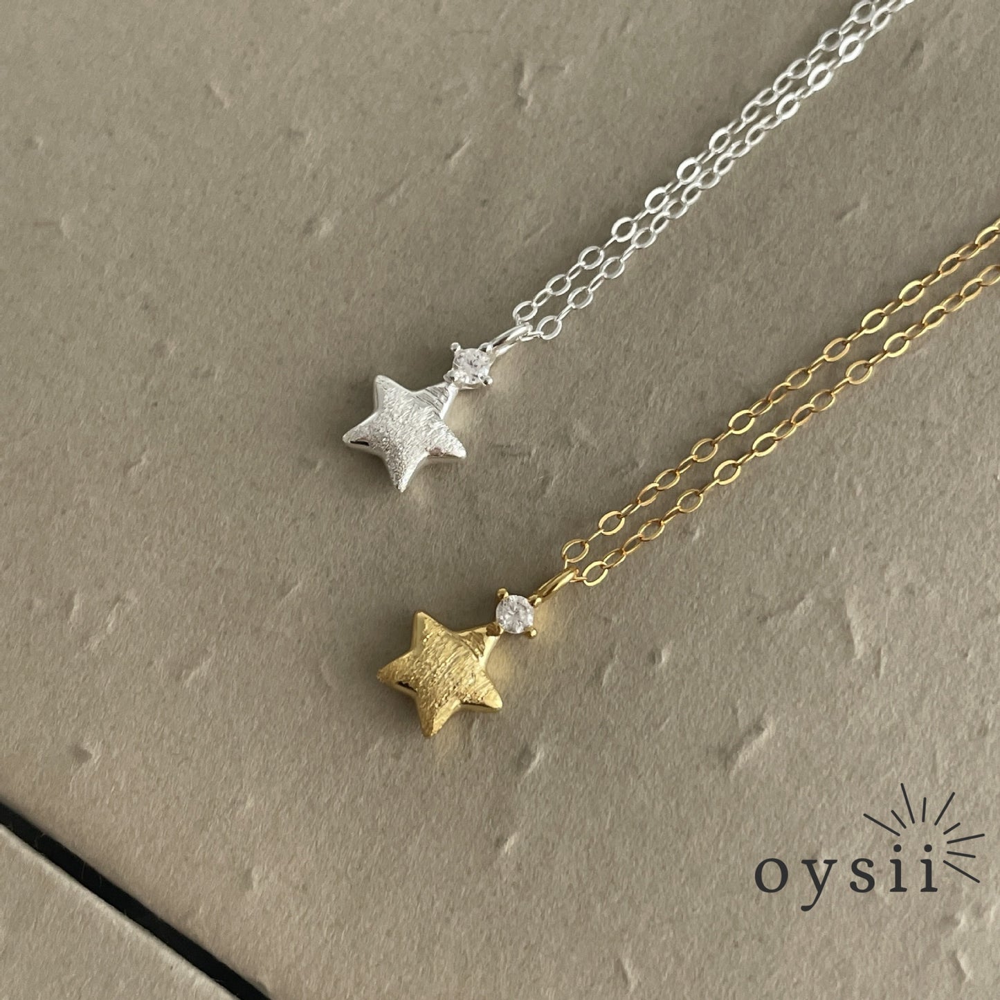 Starlit Poem — S925 Silver Brushed Star Necklace