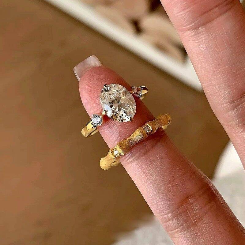Gold Zircon Ring Set