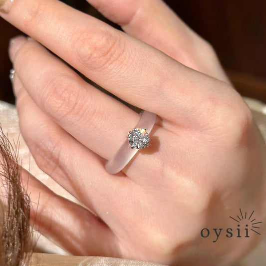 Pure Harmony — Minimalist Clear Stone Round Diamond Ring