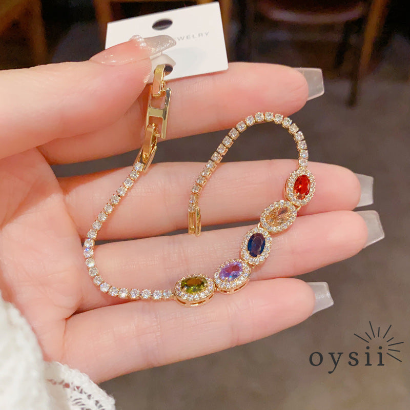 Prismatic Charm — Full Color Zircon Adjustable Bracelet