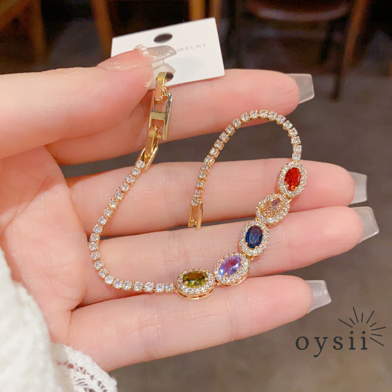 Prismatic Charm — Full Color Zircon Adjustable Bracelet