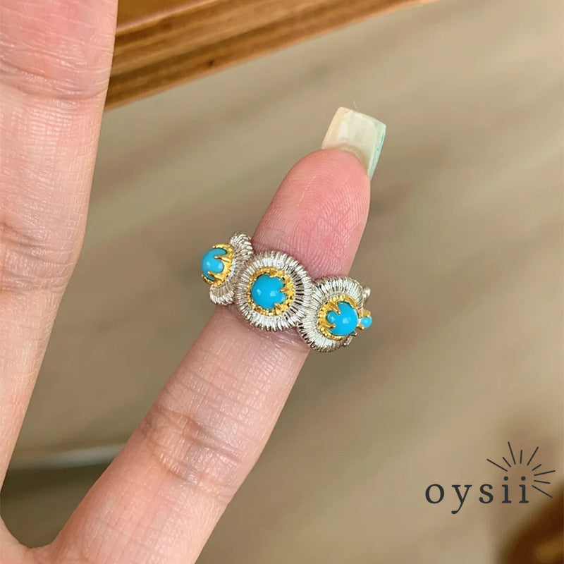 Turquoise Whisper – Matte Vintage Stackable Ring