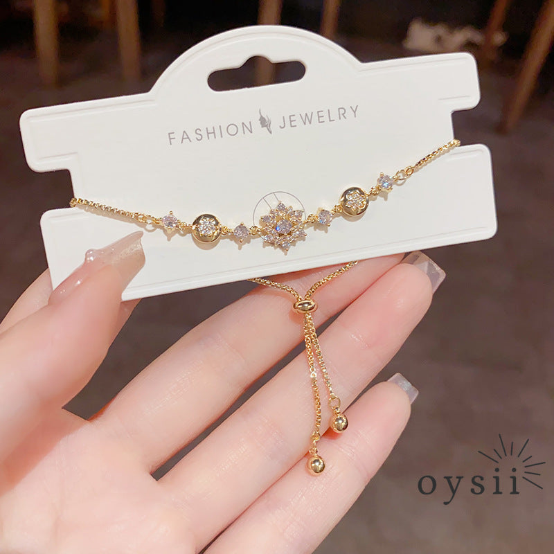 Petal Muse — Micro Zircon Flower Adjustable Bracelet