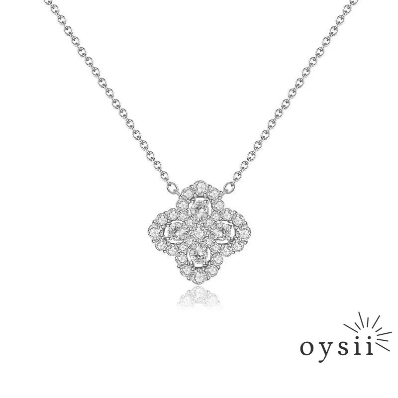 Clover Spark – S925 Silver Pavé Necklace Set
