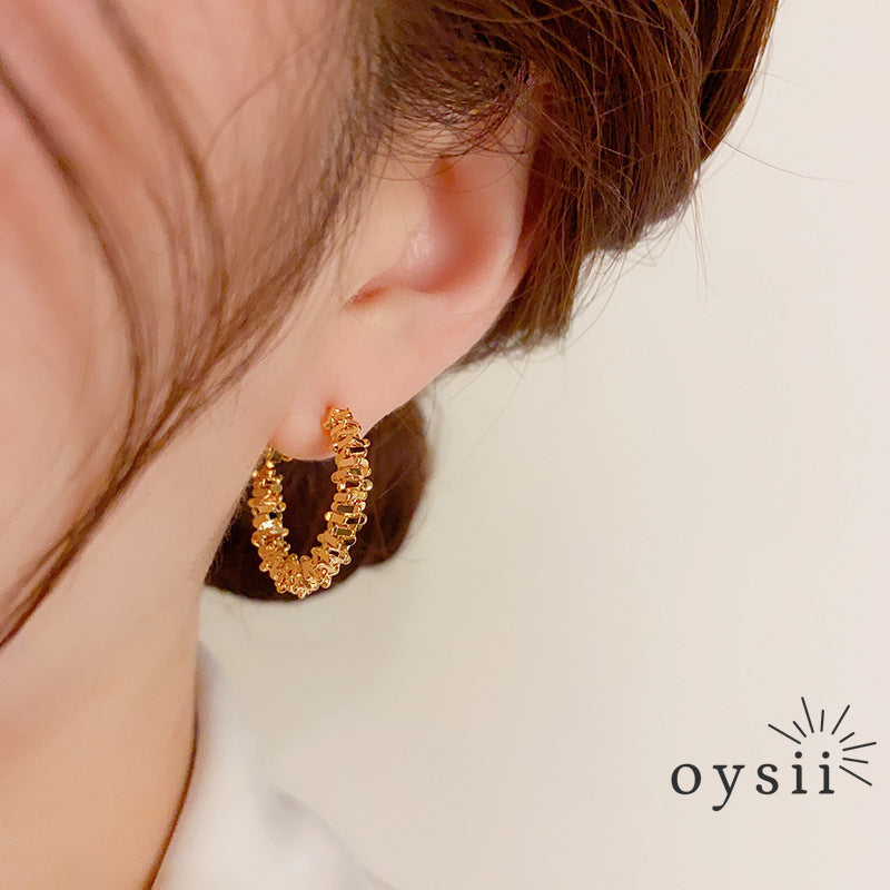 Shattered Moonlight — Textured Silver Hoop Earrings