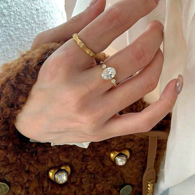 Gold Zircon Ring Set
