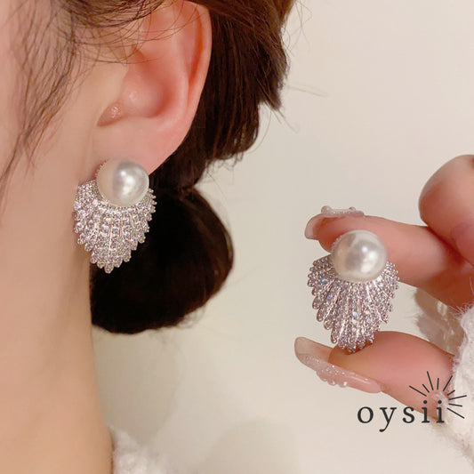 Pearl Reverie — Vintage Diamond-Accented Stud Earrings