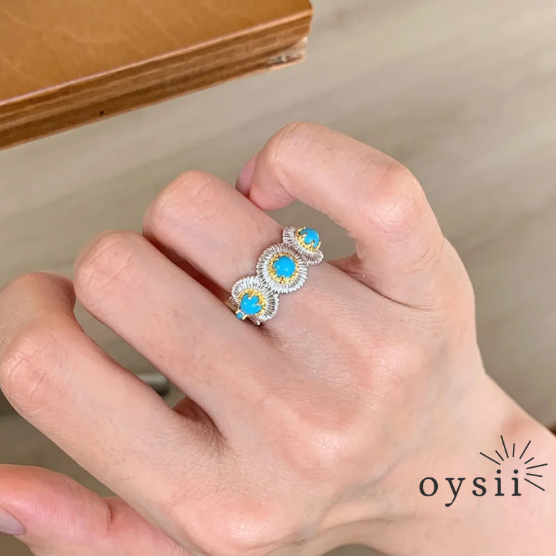 Turquoise Whisper – Matte Vintage Stackable Ring