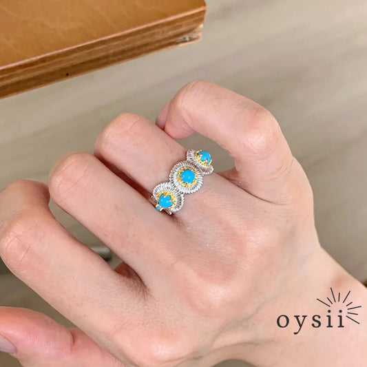 Turquoise Whisper – Matte Vintage Stackable Ring