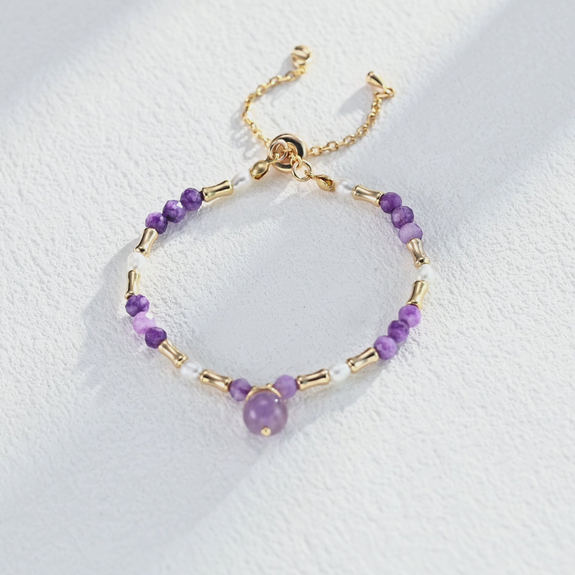 S925 Silver Natural Pearl with Amethyst Bracelet - Elegant Silver Bracelet featuring Natural Pearls and Amethyst Stones, Ideal for Sophisticated Jewelry Styles